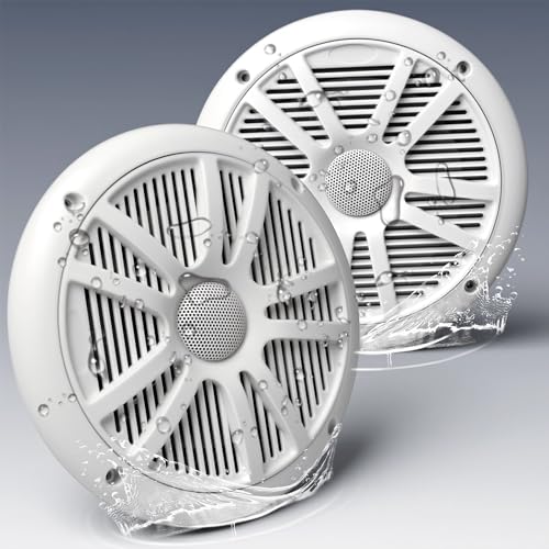 800W 6.5 Inch Marine Speakers - 2 Way Waterproof UV Weather Resistant Outdoor Stereo Sound System High-Fidelity Audio White for Boats RVs Cars Golf Carts Hot Tubs Indoor/Outdoor DIY Use