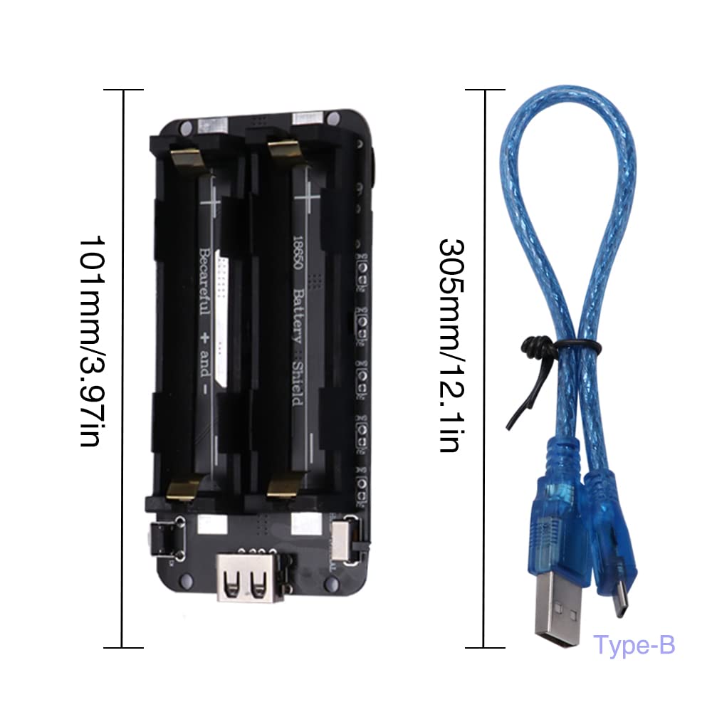 VooGenzek Bouclier de batterie 18650 ESP32 5 V/2 A 3 V/1 A, port micro USB et type C, carte de charge avec câble, compatible avec Arduino, Raspberry Pi, Wemos