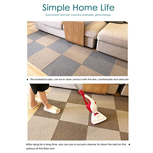 4Pcs Carpet Tiles,Self-Adhesive Carpet Floor Tile Square 16" X 16" For Living Room Kitchen, 0.3" Thick,Peel And Stick Carpet For Home Furnishings Floor,Easy Install,Dark Grey Stripe #TOP1