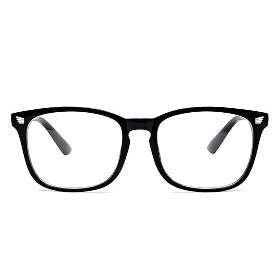 Maverix Large Rectangle Blue light filter glasses for men and women | Blue ray blocking-cut, Anti Glare zero power Mobile computer/Laptop glasses for eye protection, Gaming/TV Eye Glass, UV Protection Anti eyestrain and Headache specs Black
