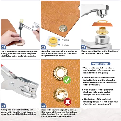Image of 1203Pcs Grommet Tool Kit with Eyelet Pliers, PAXCOO 1 /4 Inch 6mm(Inside Hole Size) Fabric Grommet Kit with Fabric Eyelets Grommets, Washers, and Hole Punch Grommet Hand Press kit