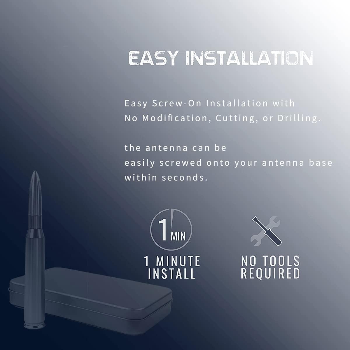 Ligepu Antenna Compatible with Dodge RAM & Ford F150 F250 F350 Super Duty 1990 – 2024 - Internal Conductive Coil | Designed for Optimized FM/AM Reception(Silve)