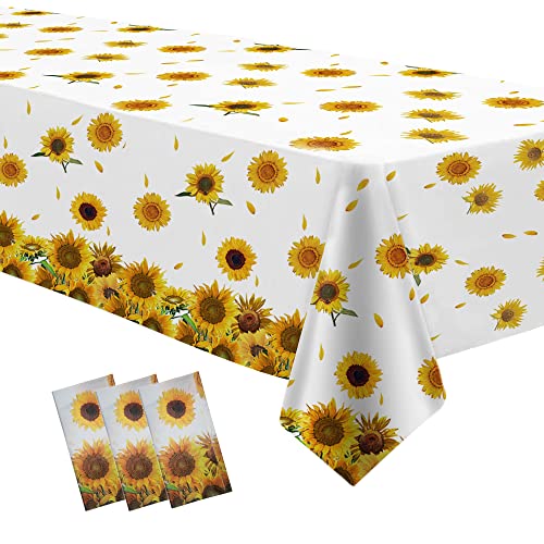 APOWBLS Sunflower Party Tablecloth Decorations, 3 Pack, 54in x 108in