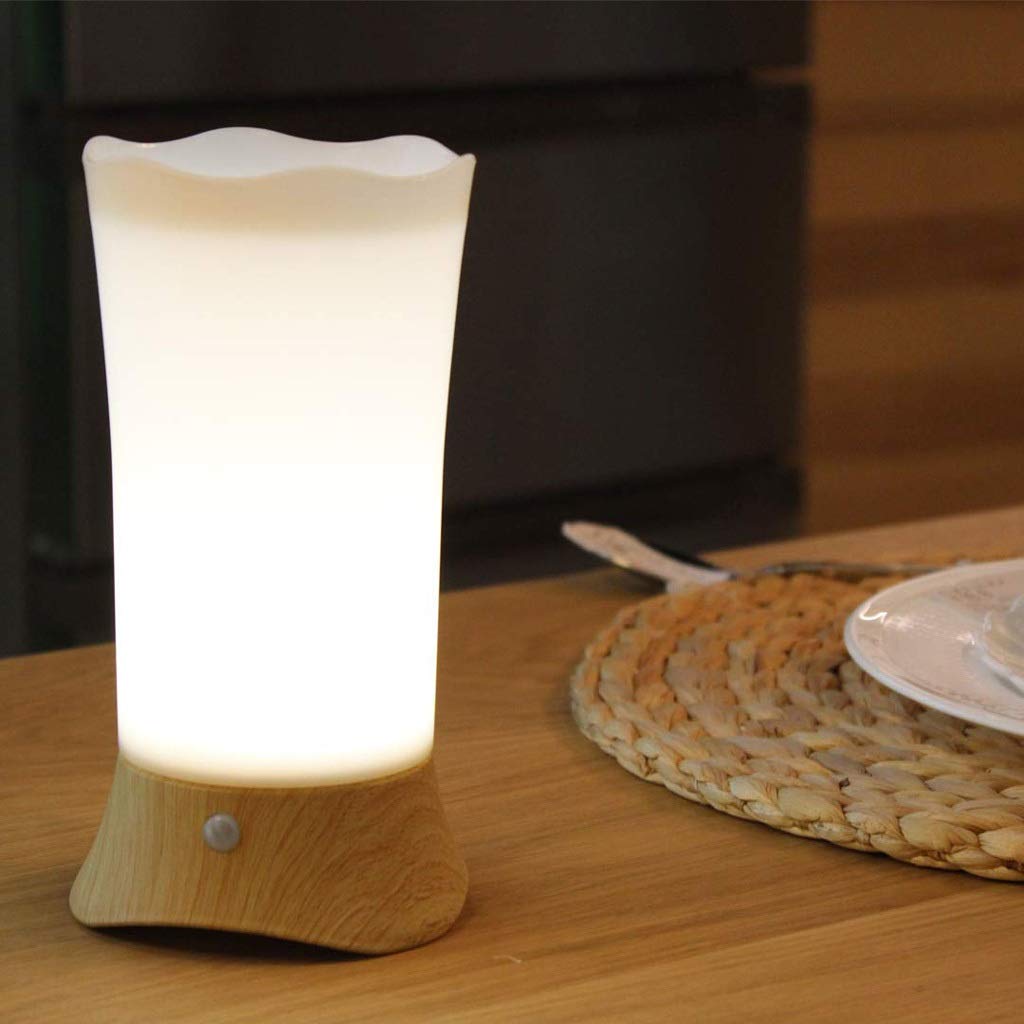 KKXXYQFC Koronkowa stołowa z czujnikiem ruchu LED Lampka nocna Lampki nocne, Mała bezprzewodowa biurkowa na baterie, Zestaw 2 szt., Do łazienki, sypialni, pokoju dziecięcego