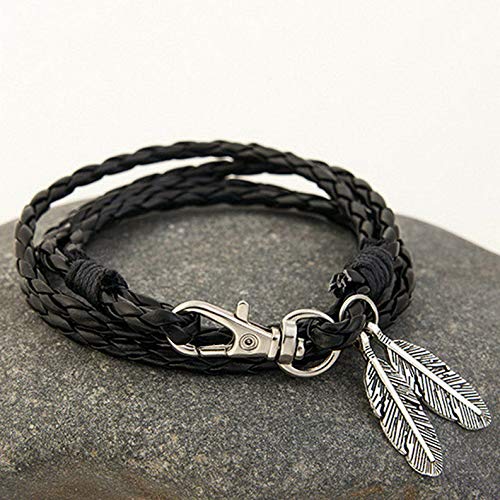 Hemau Fashion Women/Men Surfer Tribal Wrap Multilayer Genuine Leather Cuff Bracelet | Model BRCLT - 19045 |