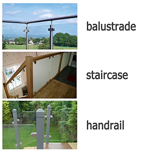 Kamtop Glass Clamps 8 PCS 6-8mm Stainless Steel 304 Glass Clamps Adjustable Glass Bracket Flat Back for Balustrade Staircase Handrail - Thumbnail 2
