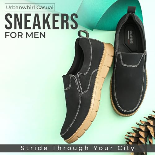 Image of STANPHORD Men Suede Slip-On Sneakers | Casual Daily Walking Shoes | Rubber Anti-Slip Sole | Lightweight Cushioned Streetwear Fashion Footwear (TPSI 5020)