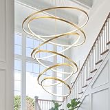 AIRYPHANT Modern LED Chandelier 6 Ring Gold Chandeliers with Remote Control Dimmable Large Contempor