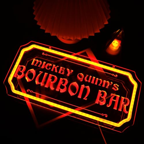Image of Mikey Quinn's Pub Neon Sign Bouron Bar Neon Sign 3D Art Carving Design LED Neon Light for Wall Decoration, Cocktail Old Fashioned Home Bar Accessories Decor