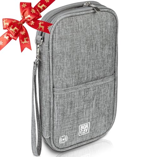 BOACAY Travel Document Organizer with RFID, Family Passport Holder, Wallet