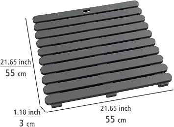 Gri, Kaymaz Duş ve Banyo Paspası 55x55 cm – Sauna ve Havuz Kullanımına Uygun