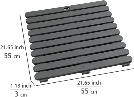 Gri, Kaymaz Duş ve Banyo Paspası 55x55 cm – Sauna ve Havuz Kullanımına Uygun