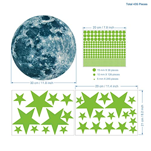 435 Pezzi Adesivi da Parete Fluorescenti, Stellato...