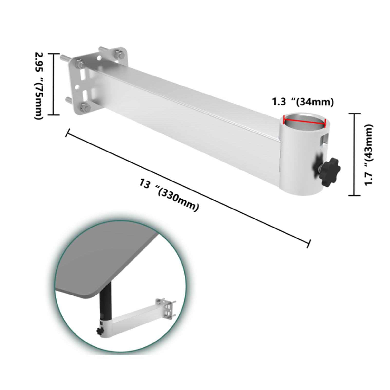 Kit de Montage à Poteau en Alliage en Aluminium L pour V2, RoustProof avec Adaptateur de Montage Mural, pour Les Antennes Extérieures Standard, Les APS, Les Extendeurs