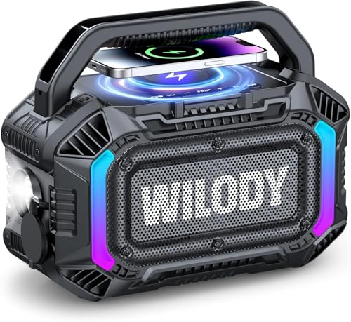 Smalody Altoparlante Bluetooth 50W In Legno – Portatile, Impermeabile, Batteria 4400mAh 24h, NFC, Lettore TF/USB, Bassi Potenti