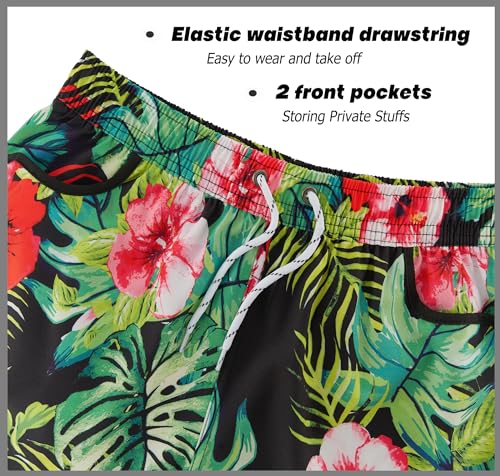 APTRO Damen Badeshorts Strandshorts Boardshorts Badehose Wassersport UV Schutz Sommer Sport Shorts Blumen WS237 2XL 4