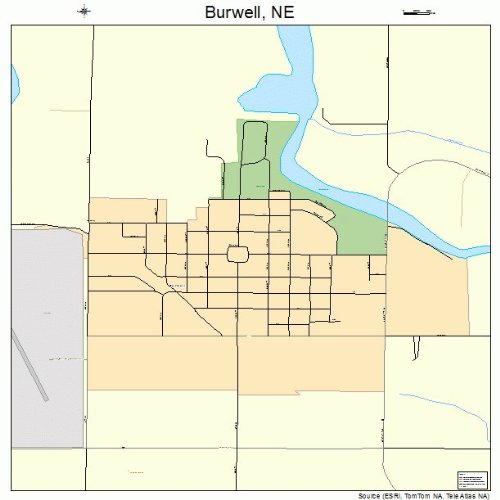 Large Street & Road Map of Burwell, Nebraska NE Printed poster size wall atlas of your home
