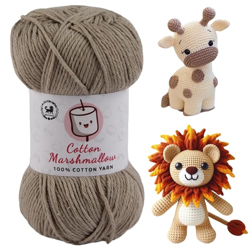 Image of NESTNHAVEN Cotton Marshmallow 100% Cotton Yarn - (50 g, 130 m) - Luxury Yarn for Crochet, Amigurumi, Embroidery, Toys, Garments, Flowers and Hobby Projects (Coffee)