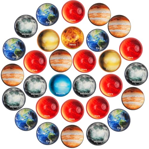 32 mm tema planetário bolas mão de obra fina, 30 peças sistema solar colorido bola de festa de rebote, reutilizável galáctico padrão pequeno borracha bolas para festa infantil presentes festivos