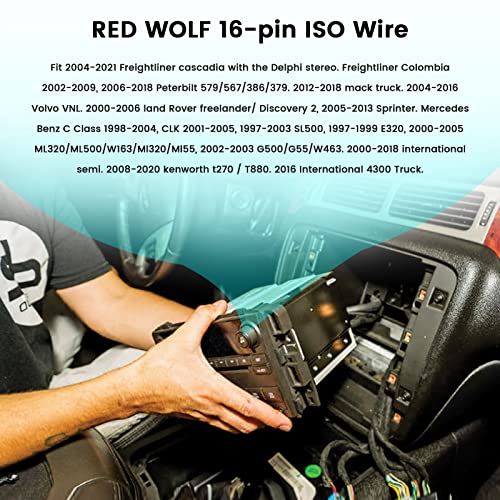 Red Wolf 16 Pin Iso Radio Wiring Harness Adapter Male & Female For 2004-2021 Freightliner, 2004-2016 Volvo, 2008-2020 Kenworth Stereo Connector To Jvc Pioneer Kenwood Sony Android #TOP1