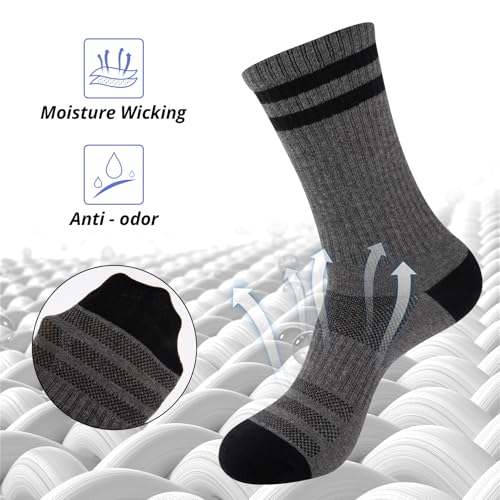 COOVAN 6 Pairs Mens Crew Socks Work Athletic Running Thin Socks Casual Breathable Performance Boot Lightweight Socks for Men4