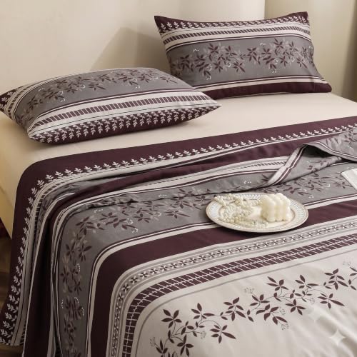 Image of IVAZA 240 TC Soft Ezyption Cotton Floral Print King Size Bedsheet - with 2 Pillow Covers, Hypoallergenic, Brethable, (Size- 90 x 90 Inch) Wine Floral