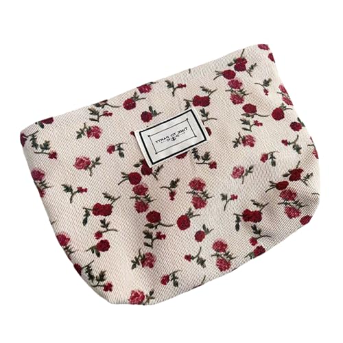 Borsa Da Viaggio Per Cosmetici Con Design Fiori Rosa Astuccio Portatile Per Trucco e Igiene Personale Organizer Compatto Per Donne e Ragazze