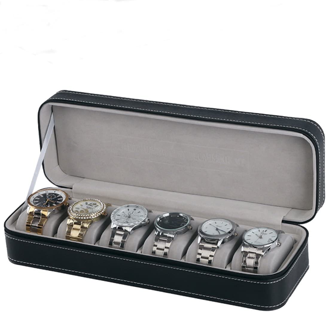 Padom Watch Box Portable Travel Zipper Case Collector Storage, portable zipper watch box PU leather watch box (6 Slot) (B098F4L11X) Amazon Price History, Amazon Price Tracker