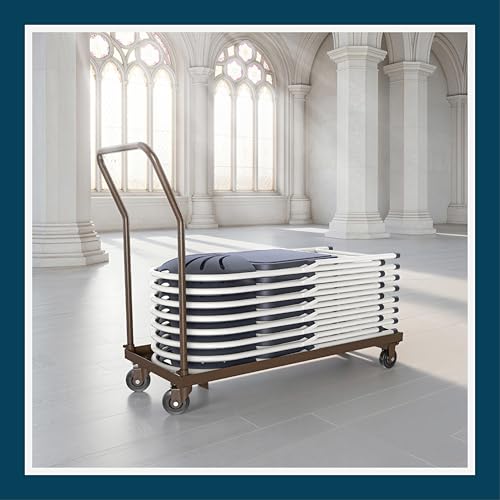OEF Furnishings OEFDY1100 Folding Chair Dolly, Premium Commercial Heavy Duty Steel Cart (Horizontal Stacking, Long Bed for Taller Chairs, Fits OEF1100 and Most Folding Chairs, 1100 lb, Swivel Casters) by OEF Furnishings - Image 9