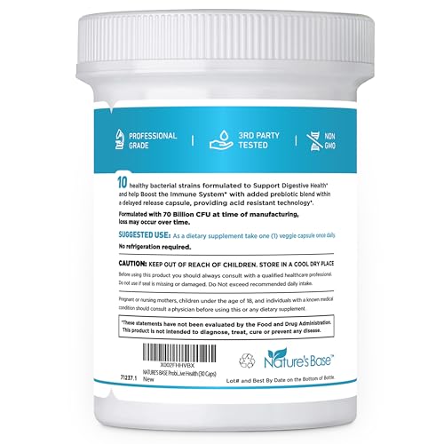 Nature'S Base 70 BILLION PROBIOTIC Probiotics 70 Billion Cfu - 10 Strains Including Lactobacillus Plantarum & Lactobacillus Acidophilus Probiotic thumb #7