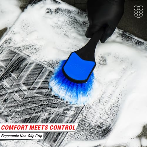 Image of Wavex Wheel & Exterior Cleaning Brush for Car & Bike Detailing | Soft Blooming PVC Bristles | Multi-Surface Cleaning Brush for Wheels, Exterior Trim, Plastic Parts & Upholstery