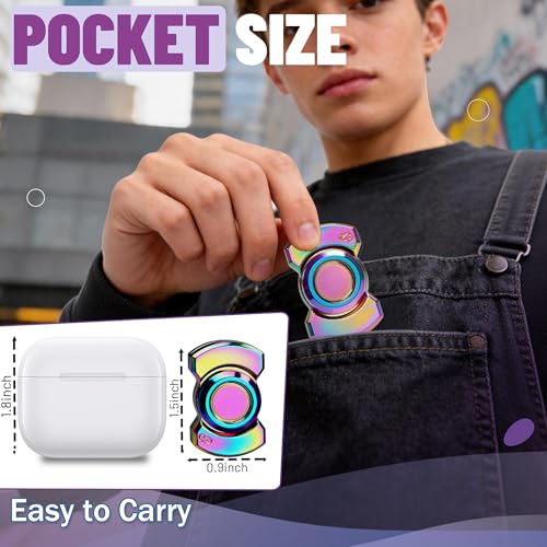 Image of 3-in-1 Fidget Spinner Toy for Adults Metal Slider Clicker Spinner Magnetic for Teen Boys Stress Anxiety Relief Autism ADHD Cool Stuff for Teenage Quiet Gadgets EDC Office Desk Toy for Men