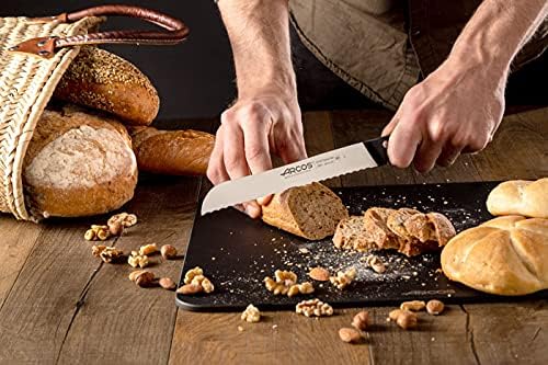 Miniatura 6 de Arcos Cuchillo para pan de acero inoxidable nitrum de 8 pulgadas y hoja de 7.874 in. Obtén una gran variedad de cortes para tu alimentación.