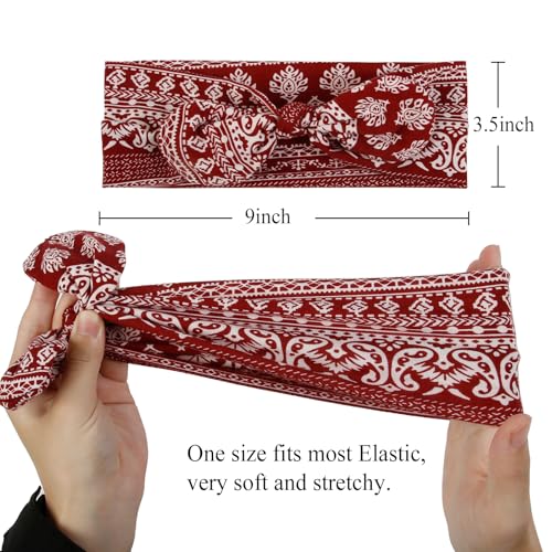 Image of Huachi 12 Pack Bow Headbands for Women Headwraps Hair Band Knotted Headband Rabbit Ears Stretchy Turban Head Wraps Fashion Head band Sport Cute Hair Accessories (Bohemian colors)