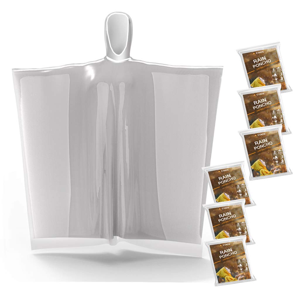 COOY Disposable Rain Ponchos for Adults (10 Pack), Family Pack for Travel
