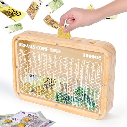 Salvadanaio in Legno,Salvadanaios con Contatore,Salvadanaios con Obiettivi di 10000 Euro Rrisparmio, Salvadanaio Riutilizzabile per Bambini e Adulti,Regalo per Ragazzi Salvadanaio in Legno,Salvadanaios con Contatore,Salvadanaios con Obiettivi di 10000 Euro Rrisparmio, Salvadanaio Riutilizzabile per Bambini e Adulti,Regalo per Ragazzi