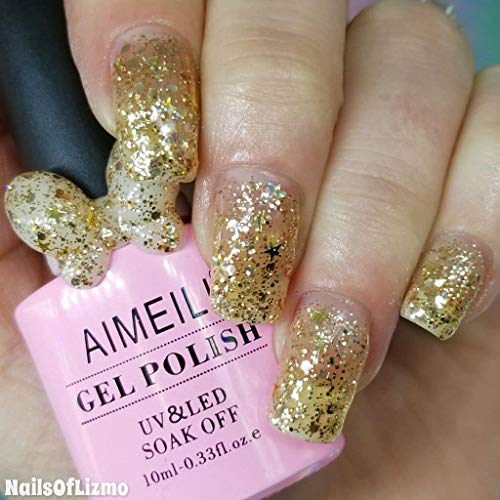 AIMEILI UV LED Gellack ablösbarer Glitzer Gel Nagellack Schimmer Gel Polish (062) – Bild 4