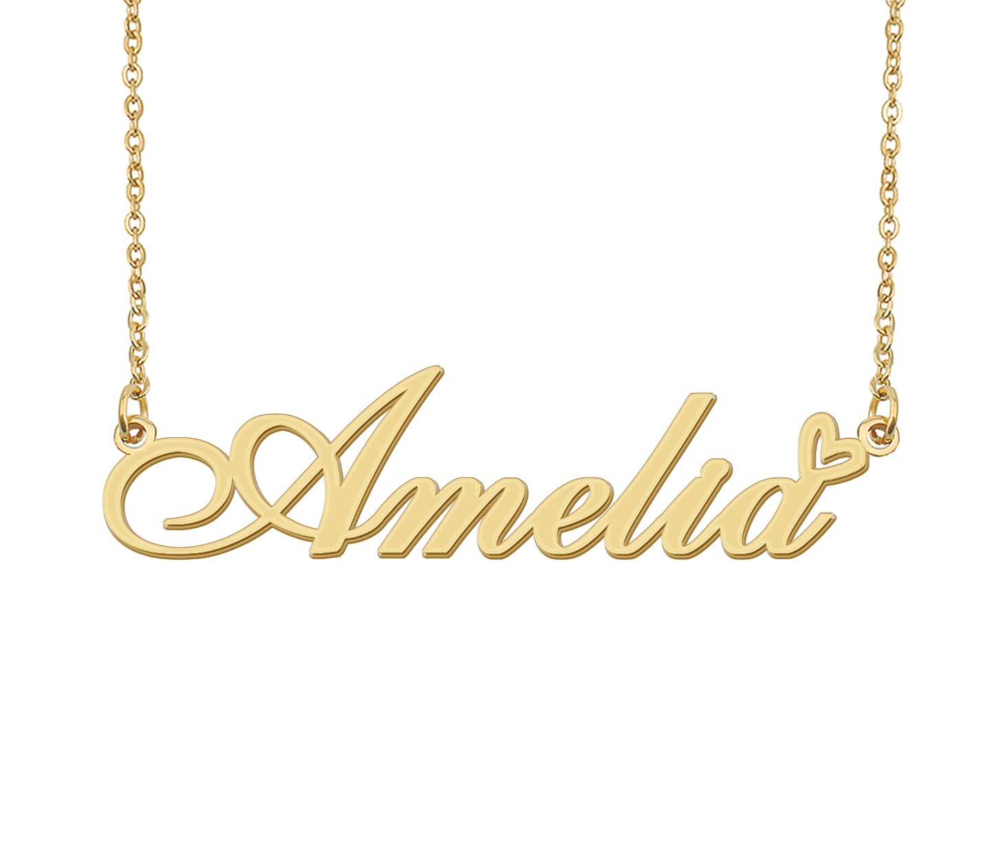 Aoloshow Personalized Heart Name Necklace Gold Custom Any Names Stainless Steel Jewelry for Womens Graduation