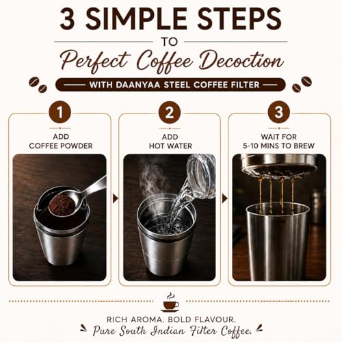 Image of Premium Stainless Steel Coffee Filter 150 ML Capacity, South Indian Drip Coffee Maker | Madras Kaapi Maker Small Size for 1-2 Cups, Reusable Filter | Authentic South Indian Brewing