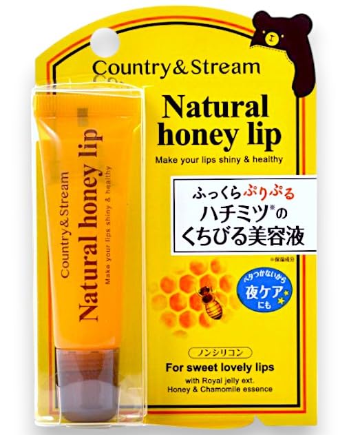 Japanese Made Winter Hydration and Dryness Protection Natural Honey Bees Lip Balm - Moisturizing, Soothing Formula for Soft Lips, Made with Sweet Honey, By Country & Stream