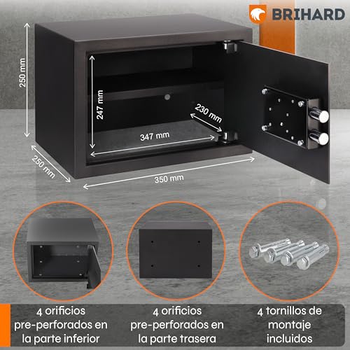 Caja fuerte metálica de 20L con llave para guardar documentos A4 y dinero en casa 3