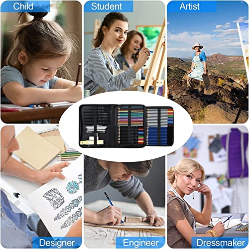 Corslet 73 Pc Sketching Kit 40 Pc Colour Pencil Drawing Pencils for Artists Kit A5 Sketch Book Charcoal Pencil Art Supplies for Artist Sketch Pencils Set for Artists Drawing Kit - Image 8