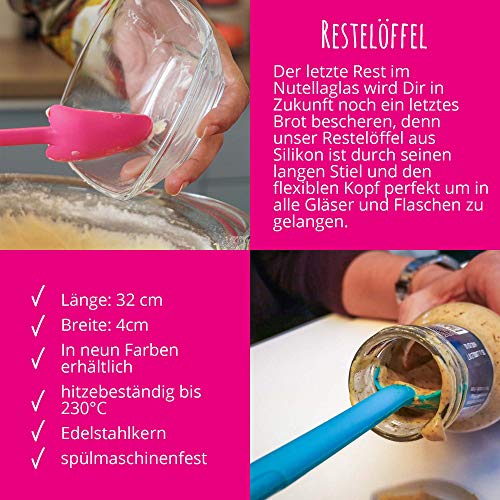 Kochblume Geizhals Set, Restelöffel, Flexlöffel S | Premium Premium-Silikon & BPA freimit Edelstahlkern | In der bunten Box (lila… – Ansicht 2