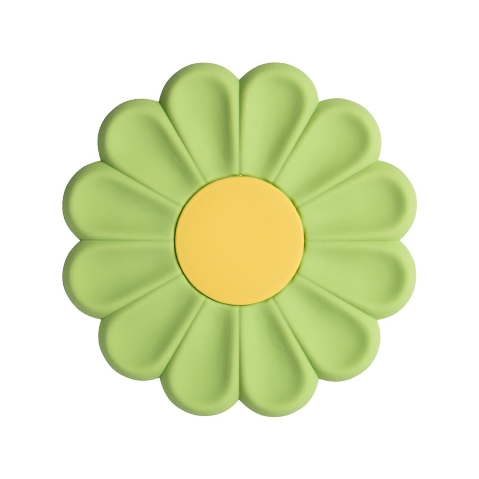 KIXZSAZ Durable Flower Silicone Mat Is Essential As Non Slip Drinks Placemat Supporting Table Arrangement Silicone Placemats Can Be Used As Drink Coaster Non, Green, 17x17x0.745cm