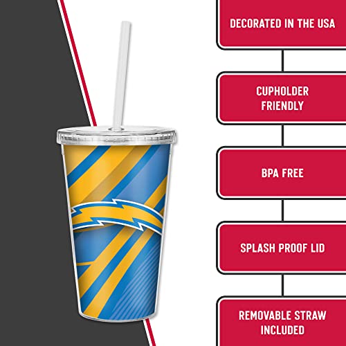 Image of Rico Industries NFL Football 16oz Clear Tumbler W /Straw for NFL Fans
