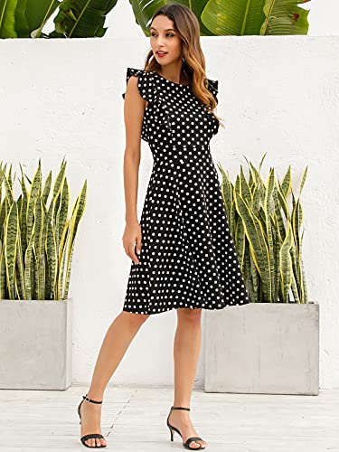 Image of YATHON Women's Vintage Ruffle Sleeve Floral A Line Cocktail Party Dresses