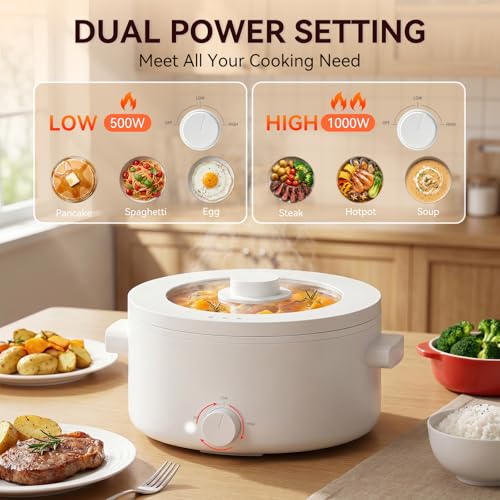 Image of Electric Hot Pot, 3L Portable Electric Pot with Ceramic Non-stick Coating