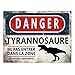 Plaque dinosaure Danger Tyrannosaure Avertissement signe décoration métal aluminium panneau pancarte mural fine épaisseur 15x20cm