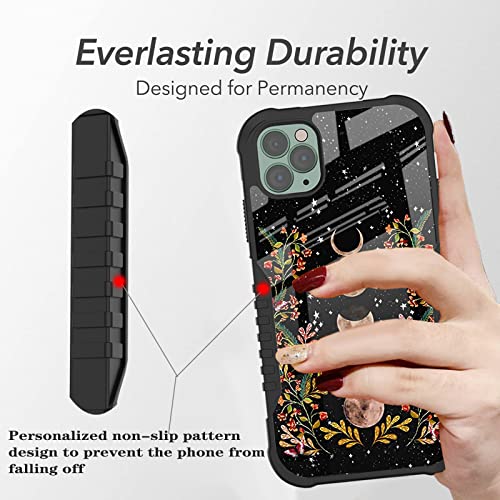 Iphone 13 Pro Max Case Moon Eclipse Stars Sky Flower Moon Phase Design For Women Girly [Shockproof] [Anti-Scratch] [Anti-Slip] [Camera Bezel] Military-Grade Protection Case For Iphone 13 Pro Max #TOP2