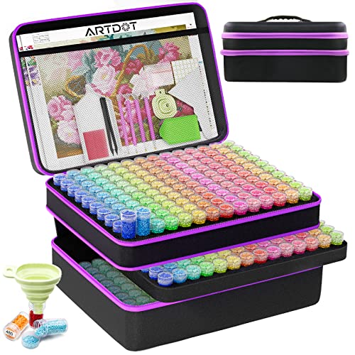 ARTDOT Diamond Painting Kit Completo, 420 ranuras para Contenedores de Almacenamiento de Pintura de Diamante, Tarros …